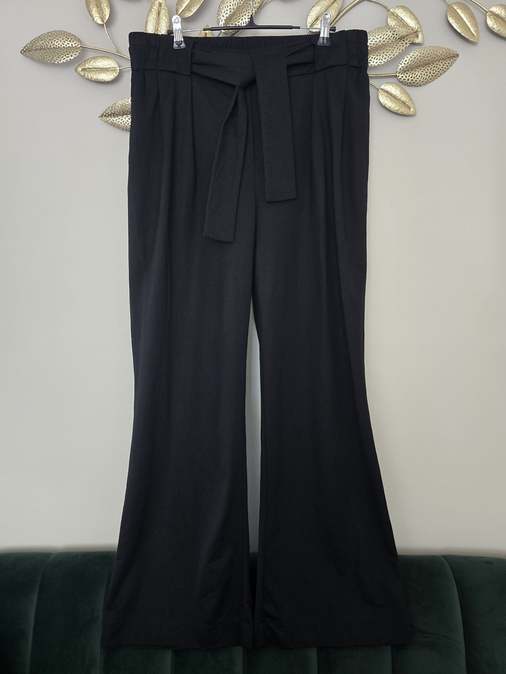 Signature Reitmans Black Wide-Leg Tie-Waist Pants Size 12 Long